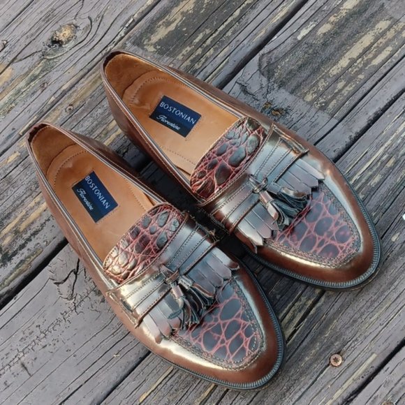 Bostonian Florentine Mens 9.5M Leather Burgundy Textured Loafer Italy 24452 main image 10
